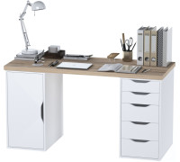 Офисный стол Mebelain Ингар 2/5/DV дуб беленый/белый