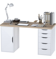 Офисный стол Mebelain Ингар 2/5/DV дуб беленый/белый