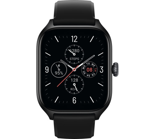Умные часы Amazfit GTS 4 черный, с черным ремешком из фторэластомера