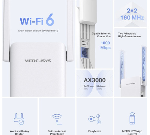 Усилитель Wi-Fi Mercusys ME80X