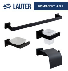 Набор аксессуаров для ванной Lauter 21SH71062 + 21SH71052 + 21SH71102 + 21SH71012 Matt Black, 4 предмета