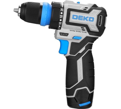 Дрель-шуруповерт Deko Loner 12V PRO 085-1122 с 2-мя АКБ, кейс