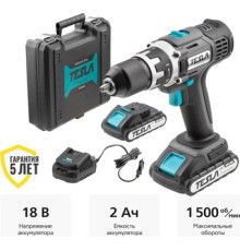 Дрель-шуруповерт Tesla TCD182DC с 2-мя АКБ, кейс