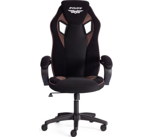 Игровое геймерское кресло TetChair Pilot флок/ткань черный/черный/коричневый