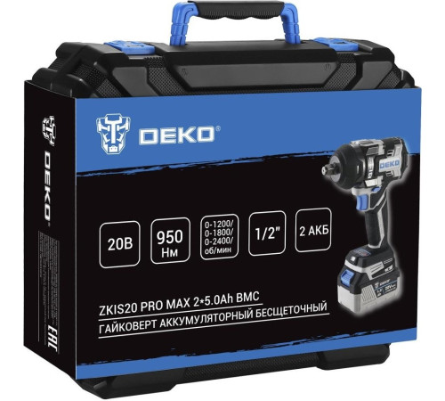 Гайковерт Deko ZKIS20 Pro Max 083-1088 с 2-мя АКБ, кейс