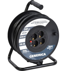 Удлинитель Generica УК50 WKP20-16-04-50-G 50 м, черный