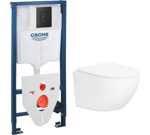 Унитаз подвесной Lauter Sulzdorf + GROHE Solido 38811KF0 + панель GROHE 37131000 белый с микролифтом
