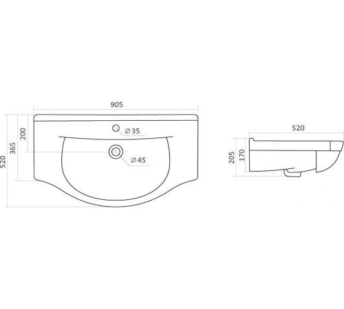Умывальник Santek Эльбрус-90 90.5x52 [1.WH11.0.790]