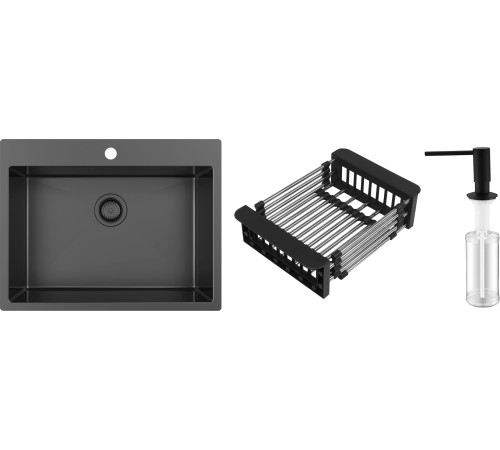 Кухонная мойка Schtoff Best Premium Black 6050 + коландер KR-1 Black + дозатор SD-1 Black