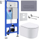 Унитаз подвесной Roxen Simple Compact в комплекте с инсталляцией StounFix Dual Fresh 6 в 1 966808 кнопка: серый гранит
