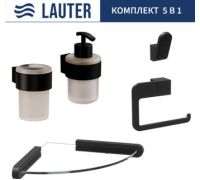 Набор аксессуаров для ванной Lauter 21TS3019 + 21TS3021 + 21TS3011 + 21TS3015 + 21TS3008 Matt Black, 5 предметов