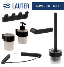 Набор аксессуаров для ванной Lauter 21TS3019 + 21TS3021 + 21TS3009 + 21TS3013 + 21TS3008 + 21TS3023 Matt Black, 6 предметов