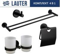 Набор аксессуаров для ванной Lauter 21SH72082 + 21SH72092 + 21SH72102 + 21SH70022 Matt Black, 4 предмета
