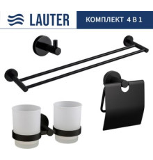 Набор аксессуаров для ванной Lauter 21SH72082 + 21SH72092 + 21SH72102 + 21SH70022 Matt Black, 4 предмета