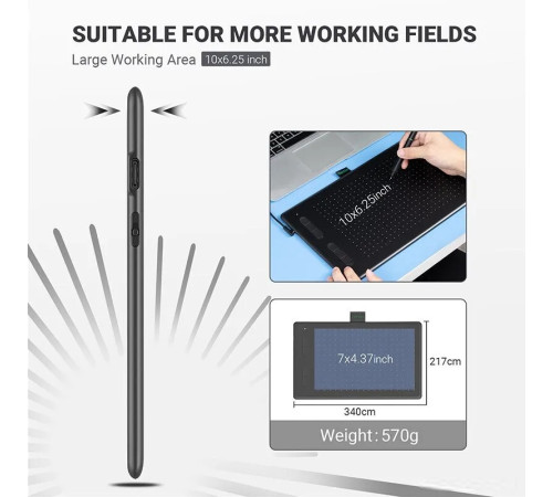 Графический планшет Parblo Ninos N10B черный