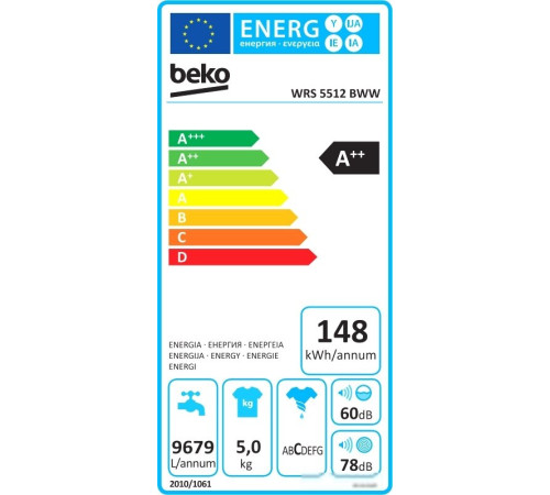 Стиральная машина BEKO WRS 5512 BWW