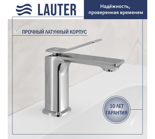 Умывальник Lauter 21855 + Allure 21C618С с сифоном 21635CH хром