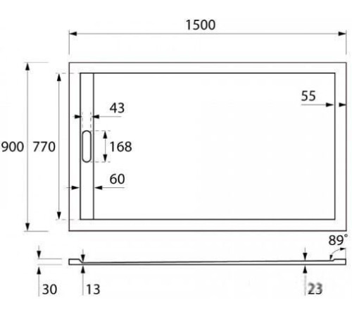 Душевой поддон Cezares TRAY-AS-AH-150/90-30-W 150x90