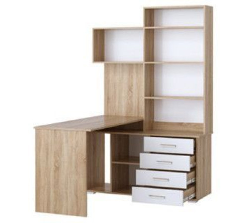 Стол Памир ПКС-11 левый дуб сонома/белый глянец