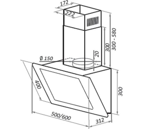 Кухонная вытяжка HOMSair Elf Push 60 Glass белый
