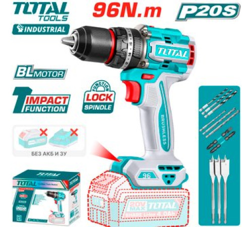 Ударная дрель-шуруповерт Total TIDLI209681 без АКБ