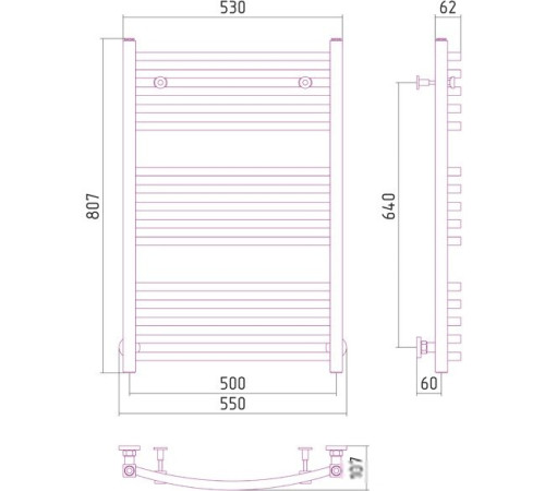 Полотенцесушитель Сунержа Аркус 800x500 00-0251-8050