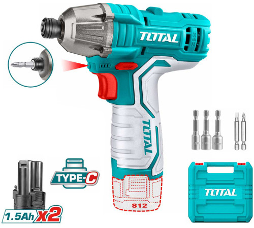 Винтоверт Total TIRLI12015 с 2-мя АКБ, кейс