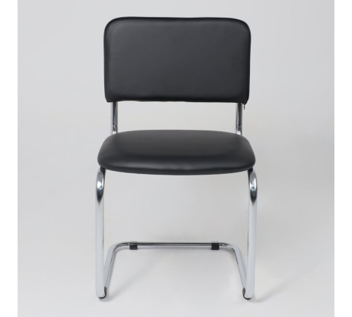 Офисный стул AksHome Славия черный кожзам/хром