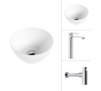 Умывальник Lauter 21601E + Moon 21СK81691C с сифоном 21635CH хром