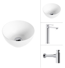 Умывальник Lauter 21601E + Moon 21СK81691C с сифоном 21635CH хром