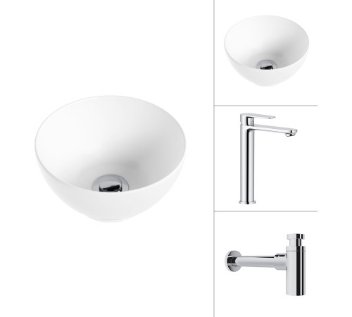 Умывальник Lauter 21601E + Moon 21СK81691C с сифоном 21635CH хром