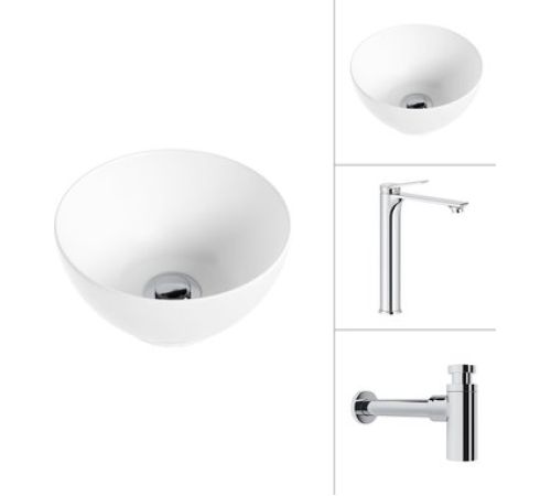Умывальник Lauter 21601E + Rio 21AM12672 с сифоном 21635CH хром
