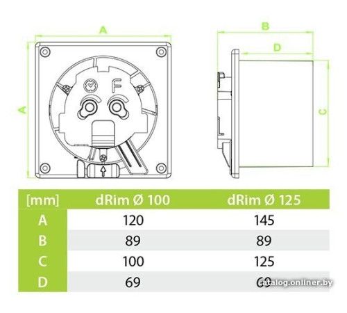 Осевой вентилятор airRoxy dRim 125RMS-C159