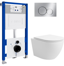 Унитаз подвесной Lauter Vortex 2110830 с кнопкой 219701E круглая, хром