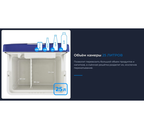 Термоэлектрический автохолодильник ZUGEL ZCR251D 25л синий