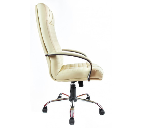 Офисное кресло Деловая обстановка Атлант Хром кожа люкс бежевый