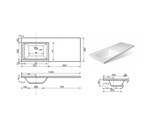 Умывальник Symbolite Estetus Даллас 120x48 левый
