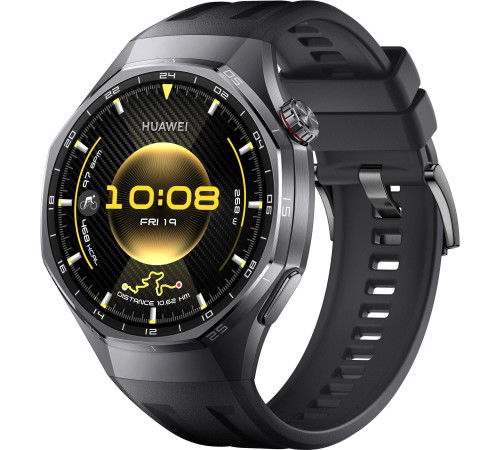Умные часы Huawei Watch GT 6 Pro 46 мм черный, с черным силиконовым ремешком, международная версия