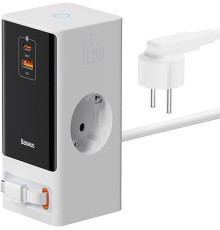 Сетевое зарядное Baseus PowerCombo Digital PowerStrip 2AC+1U+1C+Retractable-C 65W PSLR000602 белый