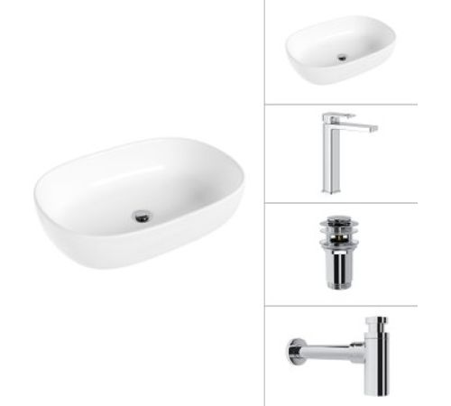 Умывальник Lauter 21836 + Cascade 21СК0655C + сифон 21635CH + дон.клапан 21190CH хром