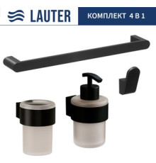 Набор аксессуаров для ванной Lauter 21TS3019 + 21TS3021 + 21TS3011 + 21TS3006 Matt Black, 4 предмета