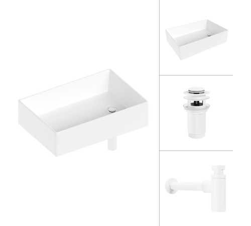 Умывальник Lauter 21518-1 + клапан 21190W + сифон 21635W белый матовый