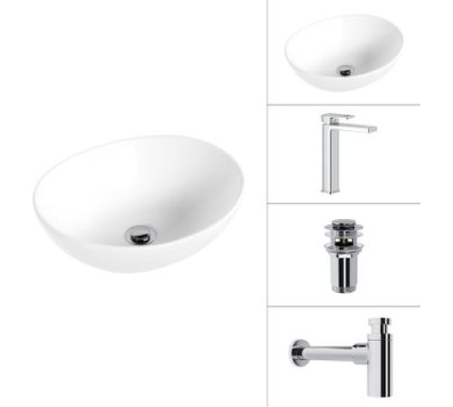Умывальник Lauter 21652 + Cascade 21СК0655C + сифон 21635CH + дон.клапан 21190CH хром