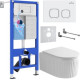 Унитаз подвесной Roxen Royal Matt в комплекте с инсталляцией StounFix Dual Fresh 6 в 1 968265 кнопка: белый