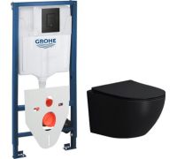 Унитаз подвесной Lauter Sulzdorf + GROHE Solido 38811KF0 + панель GROHE 37131000 черный с микролифтом