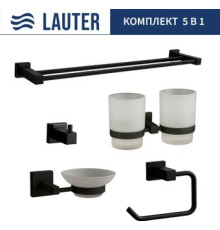 Набор аксессуаров для ванной Lauter 21SH6082 + 21SH6052 + 21SH6092 + 21SH6072 + 21SH6022 Matt Black, 5 предметов