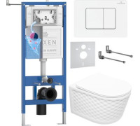 Унитаз подвесной Roxen Vine Tornado в комплекте с инсталляцией StounFix Dual Fresh 6 в 1 868568 кнопка: белый глянцевая