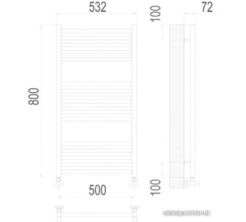 Полотенцесушитель TERMINUS Аврора П16 500x800 нп хром