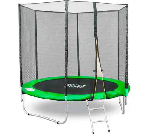 Батут GetActive Jump 8ft - 252 см с лестницей, внешней сеткой зеленый