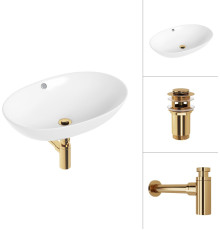 Умывальник Lauter 21709 + клапан 21190G + сифон 21635G золото